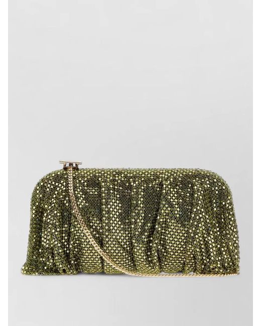 Benedetta Bruzziches Green Crystal-Embellished Clutch Bag