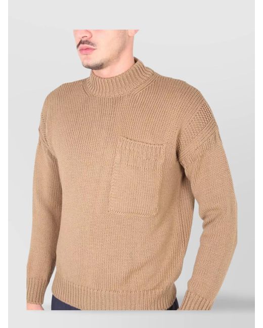 C P Company Blue Ribbed Turtleneck Jumper for men