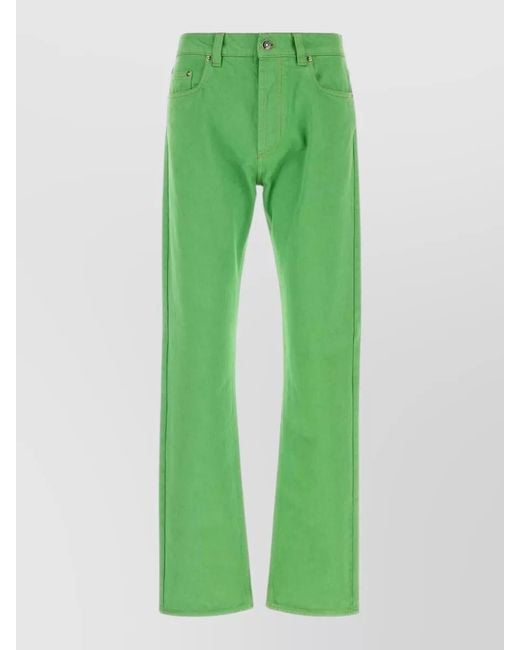 Versace Green Denim Jeans Straight Cut Five Pocket Design for men