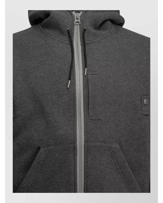 Sacai Gray Hooded Zip Sweatshirt Regular Fit Pockets for men