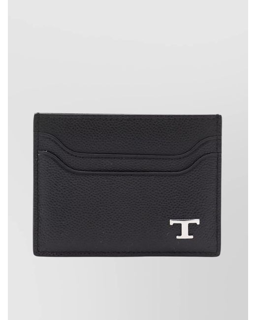 Tod's Black Leather Cardholder With Appliqué Logo for men