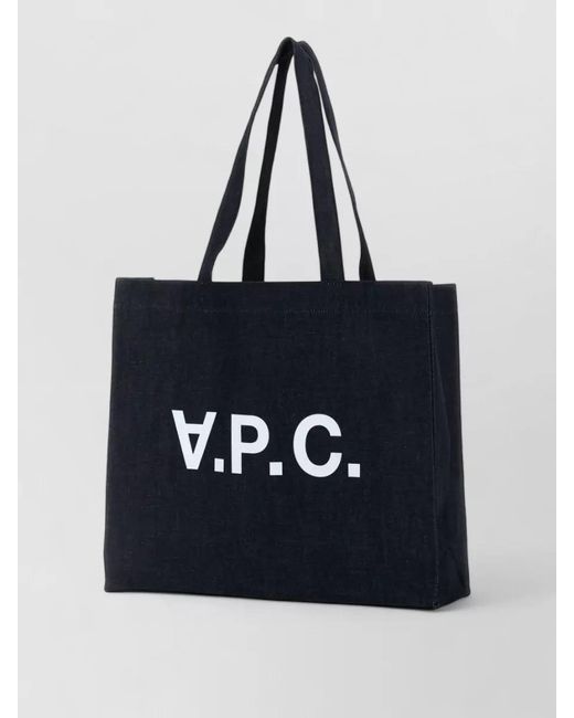 A.P.C. Black Rectangular Tote Bag Featuring Top Handles