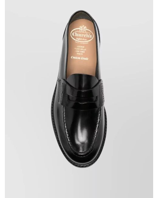 Church's Black Leather Loafers Penny Strap Round Toe for men