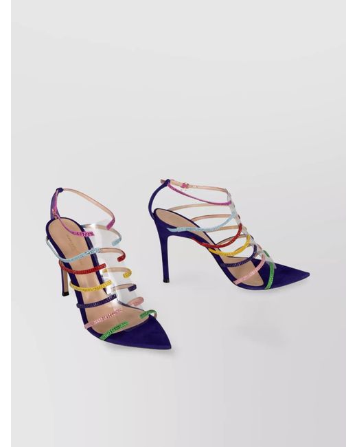 Gianvito Rossi Multicolor Rhinestone Ankle Strap Heeled Sandals