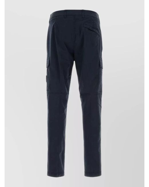 Stone Island Blue Stretch Cotton Cargo Trousers Belt Loops for men