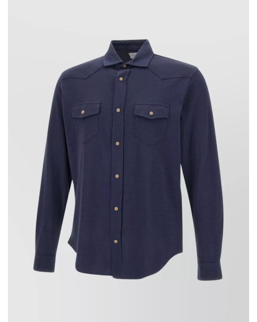 Eleventy Blue 'Nile Delta' Cotton Shirt for men