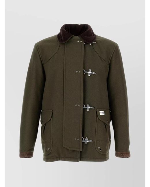 Fay Green Short Coat Featuring Four Side Hooks for men