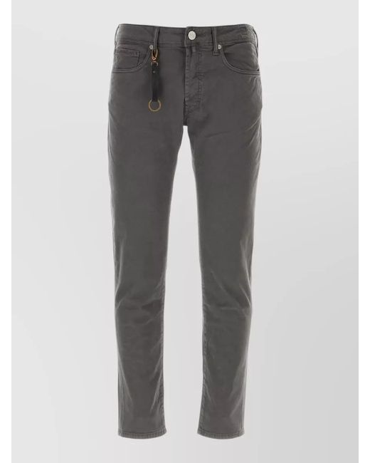 Incotex Gray Stretch Cotton Tapered Leg Pants Belt Loops for men