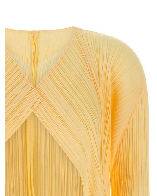 Pleats Please Issey Miyake Yellow Mellow Pleats Cardigan