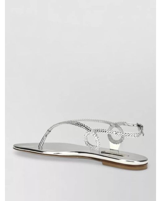 Casadei White Leather Flat Sandals