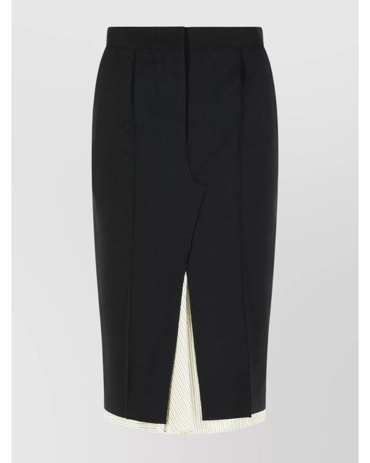 Marni Black Virgin Wool Asymmetric Midi Skirt