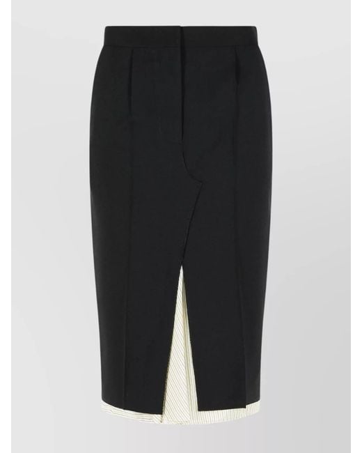 Marni Black Virgin Wool Asymmetric Midi Skirt