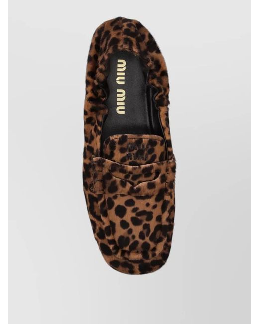 Miu Miu White Leopard-Print Loafers