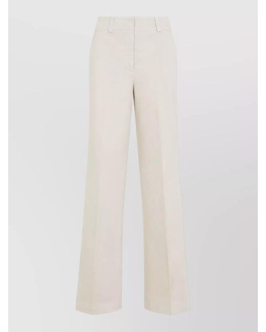 Peserico White Cotton High-Rise Wide-Leg Trousers
