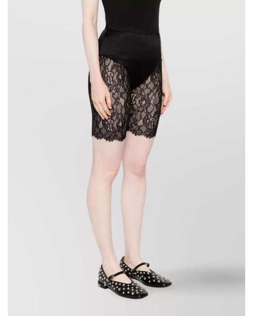 McQueen Black Lace Knee-Length Shorts