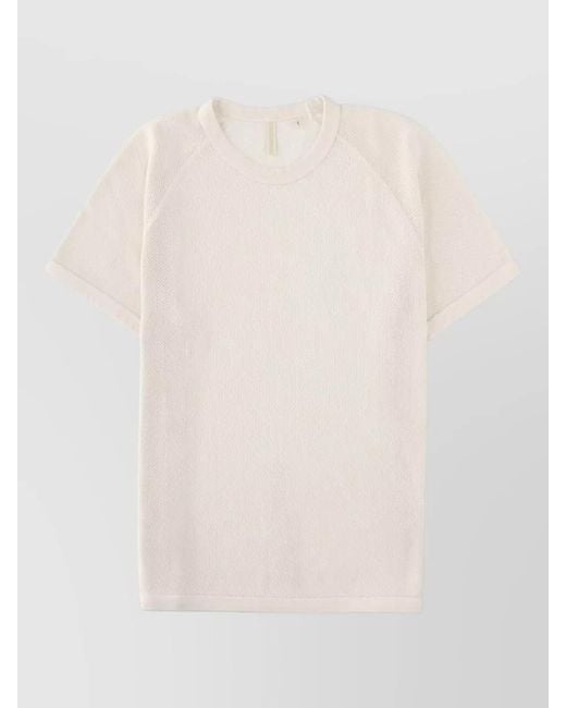 sunflower White Crew Neck Mesh Texture Short Sleeves Top for men
