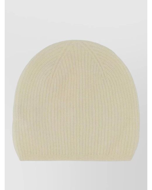 Loulou de Saison Natural Cashmere Flyn Beanie Hat Ribbed Texture