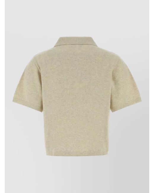 Isabel Marant Natural Althea Cotton Blend Knit Polo Top