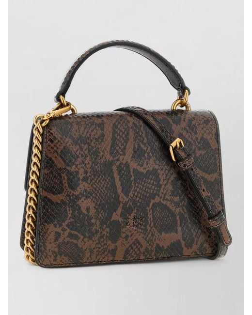 Pinko Black Mini Snake Shoulder Bag Top Handle Strap