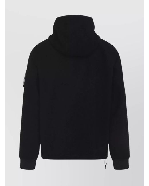 Stone Island Black Wool-Nylon Hooded Single-Breasted Coat for men