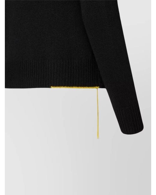 Fendi Black Cashmere Ribbed Slim-Fit V-Neck Long-Sleeve Sweater