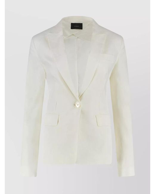 Pinko White Single-Breasted One Button Jacket With Lapel Collar