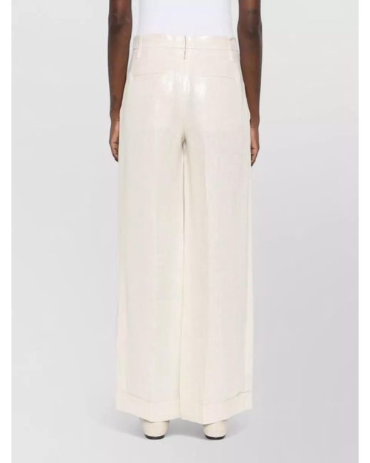 Brunello Cucinelli White Linen Wide-Leg Trousers