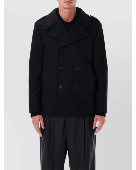Saint Laurent Blue Wool Double-Breasted Coat for men