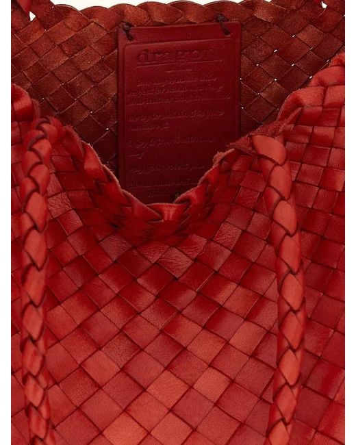 Dragon Diffusion Red Santa Croce Big Leather Tote Bag