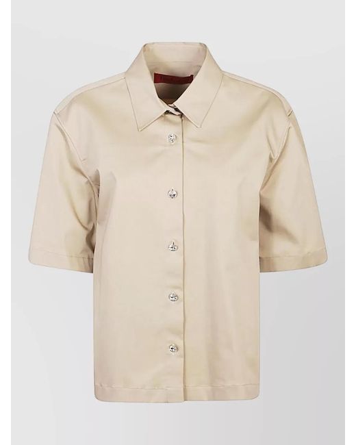 Thelatest Natural Ben Cotton Shirt Collared Neck Short Sleeves