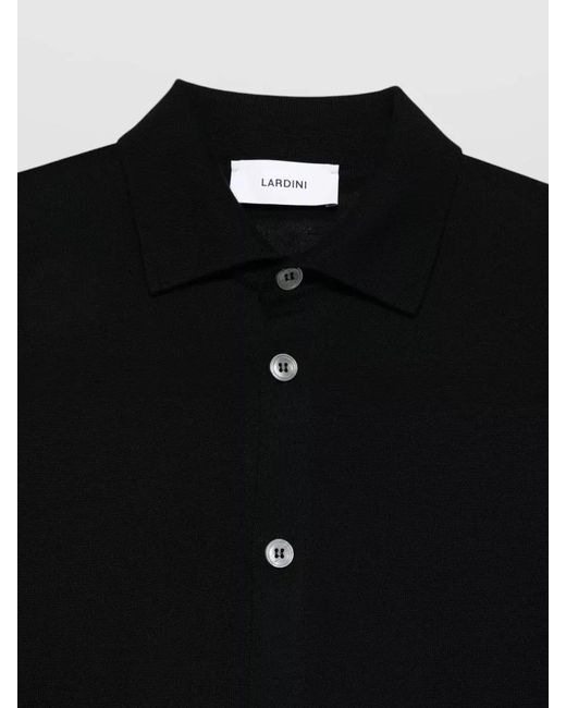Lardini Black Virgin Wool Long-Sleeve Cardigan for men