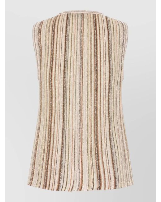 Missoni Natural Viscose Blend Striped Sequined Sleeveless Top