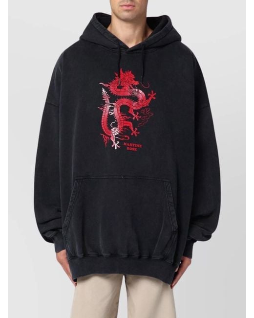 Martine Rose Blue Oversized Hoodie With Front Graphic Print for men