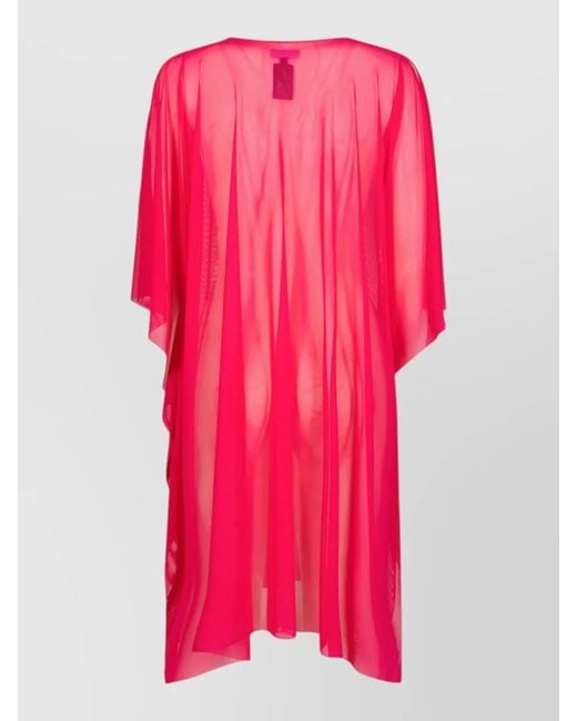 Fisico Pink Cold Shoulder Mesh Kaftan Dress