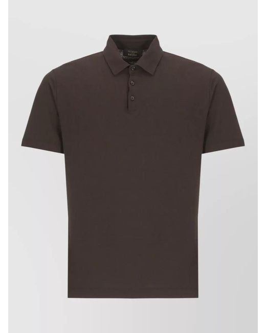 Zanone Black Menswear Polo Shirt Short Sleeves Collar for men