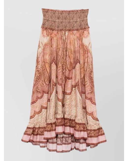 Zimmermann Multicolor Wanderlust Silk Midi Dress Puff Sleeves