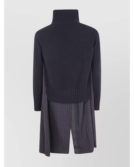 Sacai Blue Wool Single Breasted Coat for men
