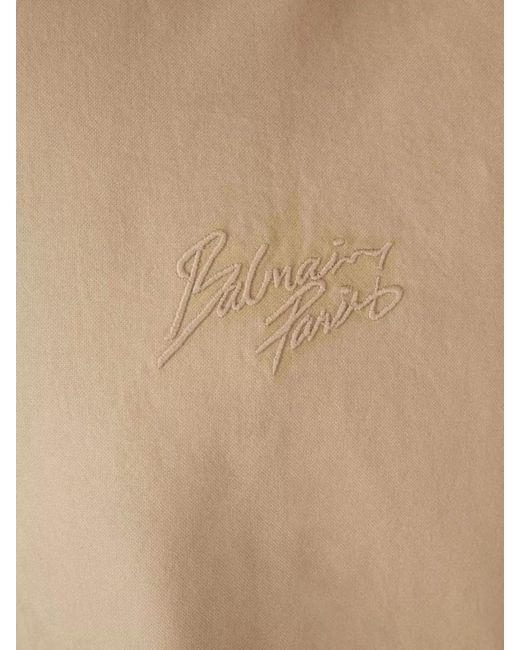 Balmain Natural Logo-Embroidered Cotton Shirt for men