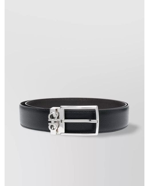 Ferragamo Metallic Leather Reversible Belt for men
