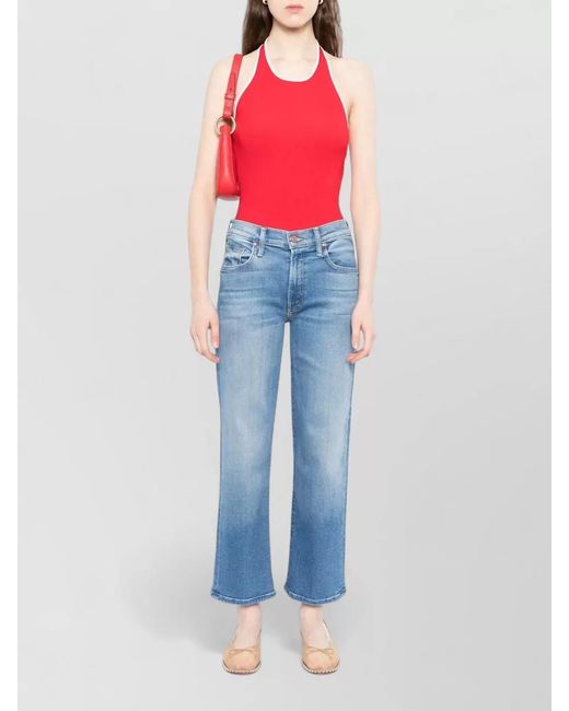 Mother Blue Denim Straight-Leg Jeans