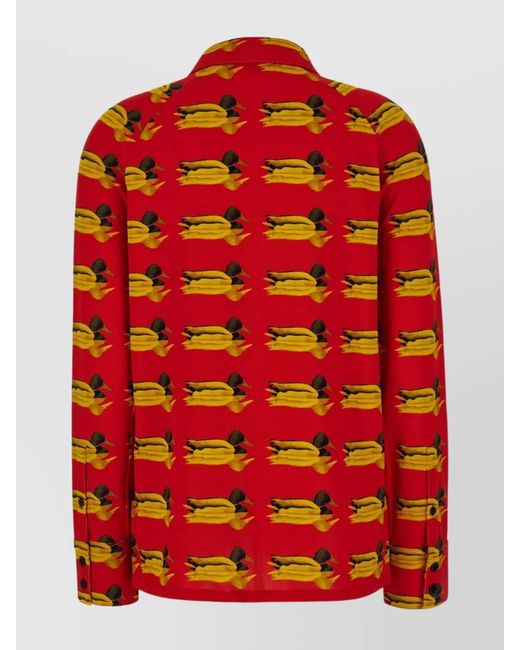 Burberry Red Printed Stretch Viscose Shirt