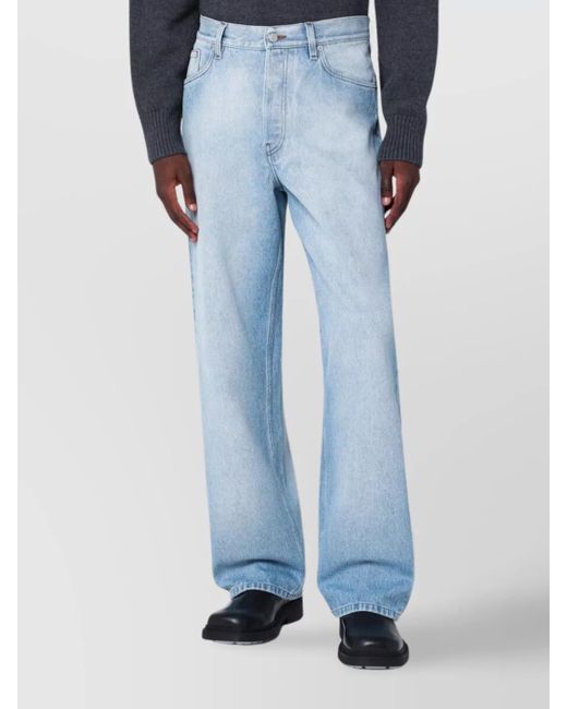 Dries Van Noten Blue Five-Pocket Denim Trousers Featuring Belt Loops for men