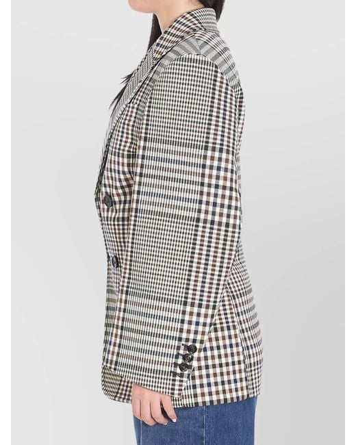 Bottega Veneta Gray Double-Breasted Check Blazer