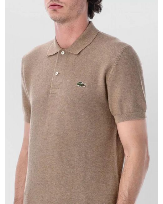 Lacoste Blue Polo Collar Knit Cotton Short Sleeve Sweater for men