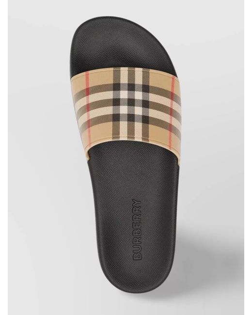 Burberry Natural Check Print Slides