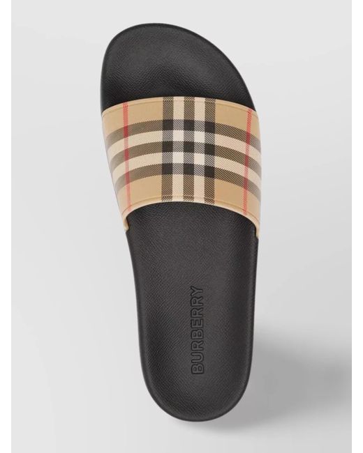 Burberry Natural Check Pool Slides