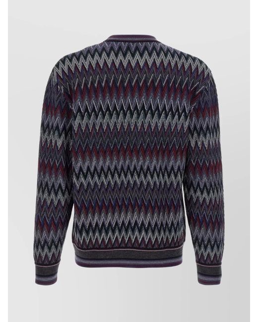 Missoni Blue Wool Zigzag Pattern Jumper for men