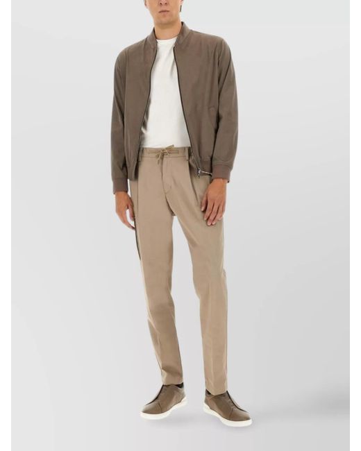 Herno Brown Suede Bomber Jacket for men