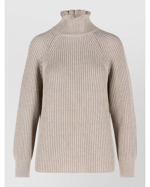 Max Mara Natural Camino Oversized Cotton Cordonetto Sweater High Neck