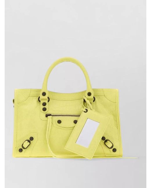 Balenciaga Yellow Small Le City Leather Handbag Top Handles